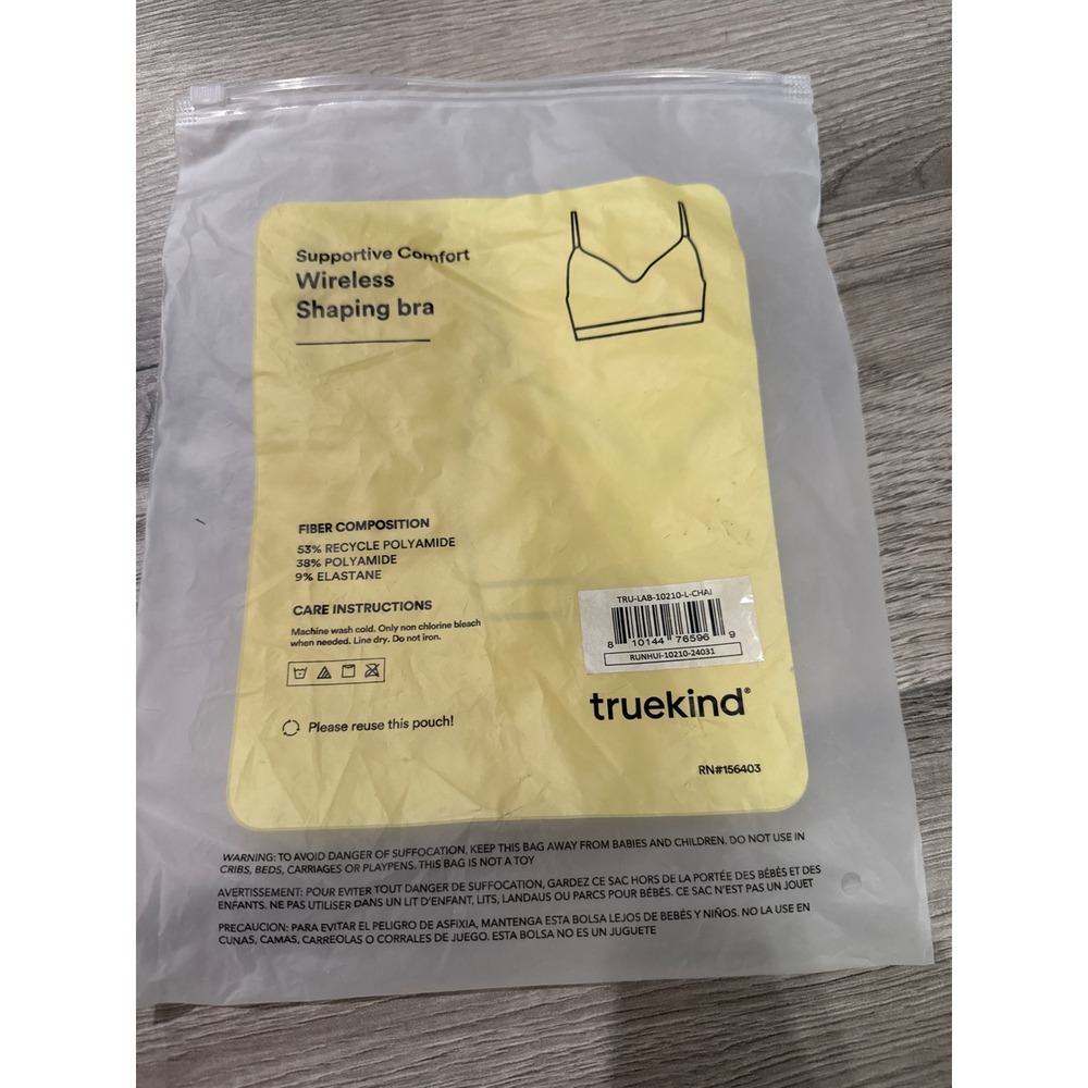 Truekind Supportive Comfort Wireless Shaping Bra Beige Large NWT w/ Extender - Picture 3 of 8